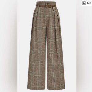 COMMENSE Wide Leg Plaid Pants NEW